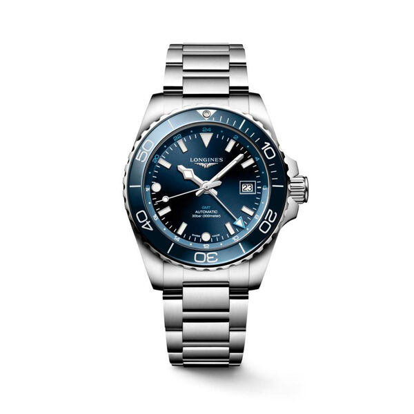 HydroConquest 41 mm GMT automatique en acier inoxydable